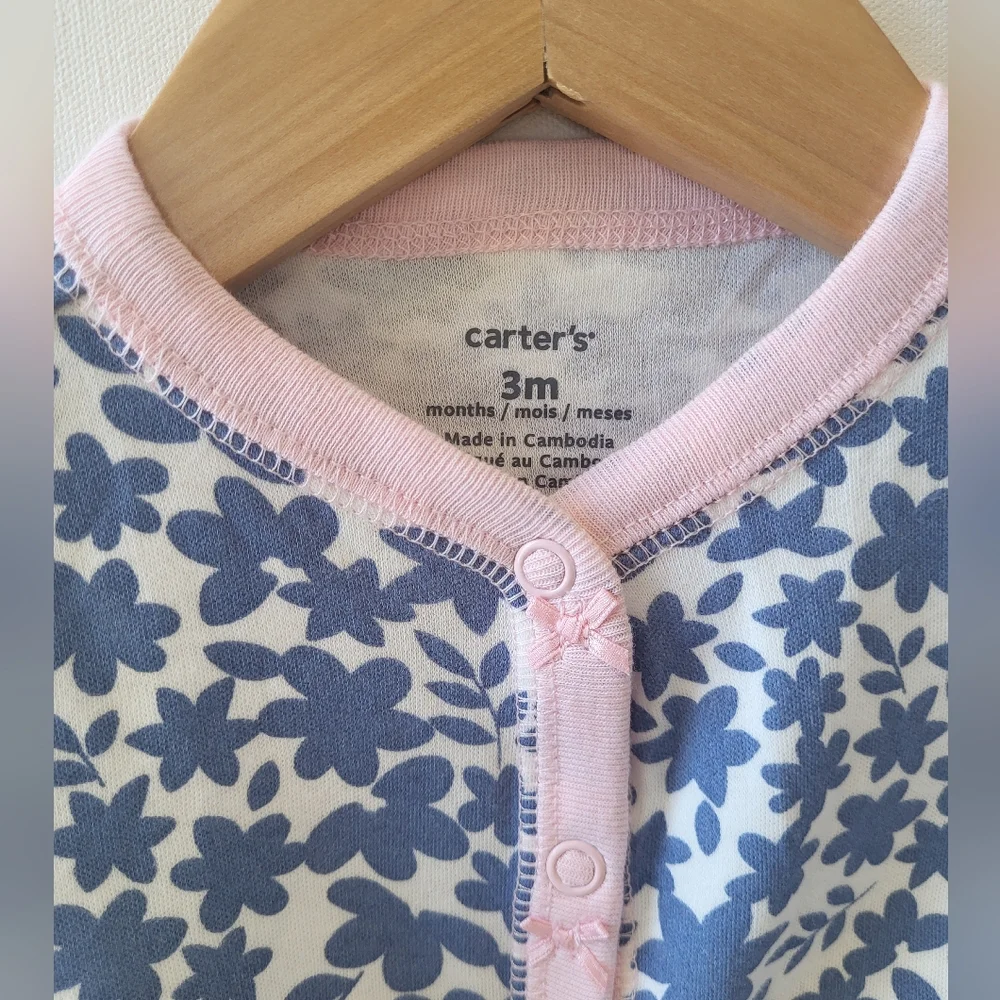 3m Floral Blue and Pink Footed Sleeper